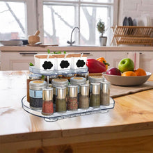 Load image into Gallery viewer, 2-Tier Turntable Organizer Rectangular Refrigerator Spinner Storage Rack with 360° Rotatable Slide Rail