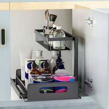 将图片加载到图库查看器,2-Tier Under Sink Organizer Pull Out Basket Storage
