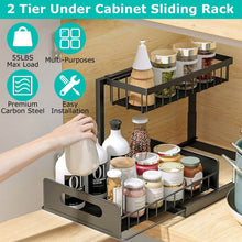 将图片加载到图库查看器,2-Tier Under Sink Organizer Pull Out Basket Storage