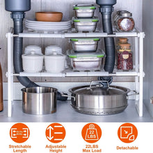 将图片加载到图库查看器,2-Tier Under Sink Organizer Retractable Space Saving Storage