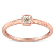 Load image into Gallery viewer, 14K Rose Gold Plated .925 Sterling Silver 1/20 Carat Diamond Square Cushion-Shaped Miracle Set Petite Fashion Promise Ring (J-K Color, I1-I2 Clarity) - Size 6