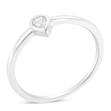 将图片加载到图库查看器,.925 Sterling Silver 1/20 Carat Diamond Teardrop Pear-Shaped Miracle Set Petite Fashion Promise Ring (J-K Color, I1-I2 Clarity) - Size 6