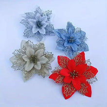 Load image into Gallery viewer, 20-Pieces: Artificial Poinsettia Flowers Christmas Ornament