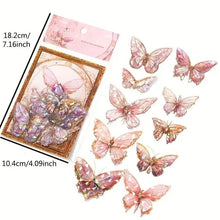 Load image into Gallery viewer, 20-Pieces: Ice Crystal Laser Butterfly Decorative PET Stickers