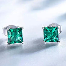 Load image into Gallery viewer, 2.00 CTTW Sterling Silver Emerald Princess Cut Studs