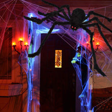 Load image into Gallery viewer, 200" Halloween Spider Web and 59" Giant Spider Decoration
