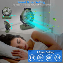 Load image into Gallery viewer, 20000mAh Rechargeable Oscillating Camping Fan with Flashlight Hanging Hook Remote Control