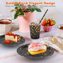 Load image into Gallery viewer, 201 Pieces: Black Gold Disposable Dinnerware Set