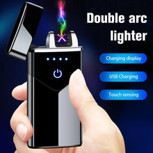 将图片加载到图库查看器,Modern Dual Arc USB Electric Touch Lighter LED ScreenTouch Fire Plasma Arc Lighter Windproof Metal Novelty Lighter Mens Gift In Elegant Gentlemen MEtal Lighter Style