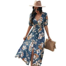 Load image into Gallery viewer, Fashion Casual Loose Party Short Sleeve Maxi Split Dress - Summer Dresses for Women