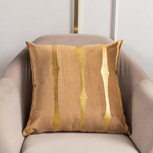 将图片加载到图库查看器,2021 Fashion Striped Pillowcase Festival Home Bronzing Square Decorative Throw Pillow Cover With Gold Striped Cushion Cases Modern Luxury Pillowcases Cushion Cover Soft Fabric Pillow Cases Decorative 45x45CM