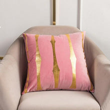 将图片加载到图库查看器,2021 Fashion Striped Pillowcase Festival Home Bronzing Square Decorative Throw Pillow Cover With Gold Striped Cushion Cases Modern Luxury Pillowcases Cushion Cover Soft Fabric Pillow Cases Decorative 45x45CM
