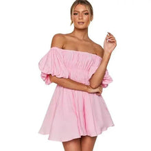 Load image into Gallery viewer, New Classical Women Mini Dress Short Puff Sleeve Loose Back Dress - Fashion Clothes for Women