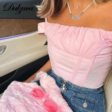Load image into Gallery viewer, Summer best fashion Elegant Pink Strap Crop Top T Shirt women's fashion flattering tops