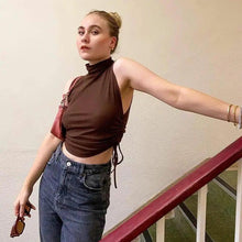 将图片加载到图库查看器,Summer cute fashion Women High Neck Crop Tank Top cute fashion styles best tank tops