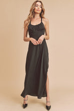 Load image into Gallery viewer, Ruched Side Slit Cutout Back Maxi Cami Dress For Women β Elegant, Romantic & Alluring with Flattering Fit and Glamorous Details