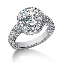 Load image into Gallery viewer, 14k White gold Vintage Halo Diamond Semi-Mount