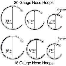 将图片加载到图库查看器,18G 3/8 14k Solid Rose Gold Nose Hoop