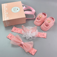 Load image into Gallery viewer, Flower Baby Girl Headband Socks Set Shoes With Crown Bows Newborn Headbands For Girls Turban Baby Hair Accessories