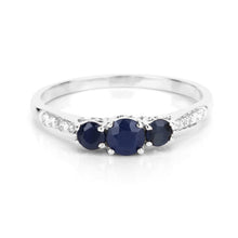 Load image into Gallery viewer, 0.56 Carat Genuine Blue Sapphire and White Diamond 14K White Gold Ring