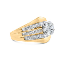Load image into Gallery viewer, 14K Yellow Gold 2-1/3 Cttw Diamond Cluster Channel Set Chevron Shaped Engagement Ring (H-I Color, SI1-SI2 Clarity) - Ring Size 7