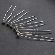 Load image into Gallery viewer, 20pcs/lot Fashion U Shape Crystal Hair Fork Flower Hair Pin Sticks For Women Wedding Bridal Shiny Jewelry Wedding Hair Accessories for Brides and Bridesmaids