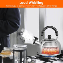 Load image into Gallery viewer, 2.1 Quarts Stainless Steel Whistling Tea Kettle Stovetop Induction Gas Teapot