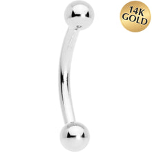 将图片加载到图库查看器,Solid 14k White Gold Ball Eyebrow Ring 16G 5/16 3mm