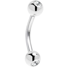 Load image into Gallery viewer, Solid 14k White GOLD Cubic Zirconia Eyebrow Ring 16G 5/16