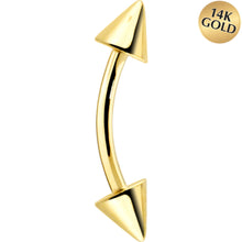 Load image into Gallery viewer, Solid 14k Yellow GOLD CONE Eyebrow Ring 16G 5/16 3mm