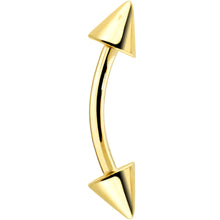 Load image into Gallery viewer, Solid 14k Yellow GOLD CONE Eyebrow Ring 16G 5/16 3mm