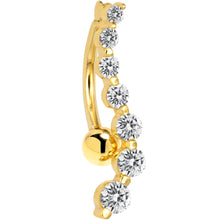 Load image into Gallery viewer, 16G Solid 14k Yellow Gold Top Mount Cubic Zirconia Journey Belly Ring