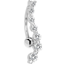 Load image into Gallery viewer, 16G Solid 14k White Gold Top Mount Cubic Zirconia Journey Belly Ring
