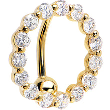 Load image into Gallery viewer, 16G Solid 14k Yellow Gold Reverse Zirconia Circle Belly Ring
