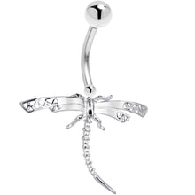 Load image into Gallery viewer, 16G Solid 14K White Gold Dragonfly Belly Ring