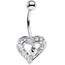 Load image into Gallery viewer, 16G Solid 14K White Gold Cubic Zirconia CHARMING HEART Belly Ring