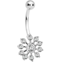 Load image into Gallery viewer, 16G Solid 14K White Gold Cubic Zirconia PEACOCK Belly Ring