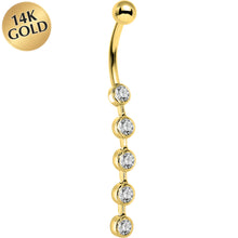 Load image into Gallery viewer, 16G Solid 14K Yellow Gold Paragon Cubic Zirconia Drop Belly Ring