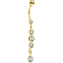 将图片加载到图库查看器,16G Solid 14K Yellow Gold Scroll Delight Cubic Zirconia Belly Ring