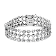 Load image into Gallery viewer, 18K White Gold 7 1/2 Cttw Diamond 3 Row Floral Link Bracelet (G-H Color, VS1-VS2 Clarity) - 7 " Inches