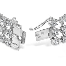 Load image into Gallery viewer, 18K White Gold 7 1/2 Cttw Diamond 3 Row Floral Link Bracelet (G-H Color, VS1-VS2 Clarity) - 7 " Inches