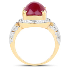 Load image into Gallery viewer, 14K Yellow Gold Plated 4.46 Carat Genuine Glass Filled Ruby .925 Sterling Silver Ring