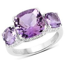 Load image into Gallery viewer, 5.85 Carat Genuine Pink Amethyst and White Topaz .925 Sterling Silver Ring