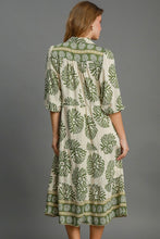 Load image into Gallery viewer, Matcha Green Full Size Print Midi Dress Plus Size Boho Chic Dress Lightweight Women Dress