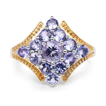 Load image into Gallery viewer, Two Tone Plated 1.67 Carat Genuine Tanzanite .925 Sterling Silver Ring