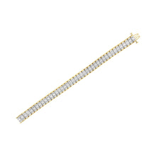 Load image into Gallery viewer, 14K Yellow and White Gold 5.0 Cttw Round & Baguette Cut Diamond 7" Reflective Tennis Bracelet (H-I Color, I1-I2 Clarity)