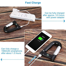 Load image into Gallery viewer, 2200 mAh Powerbank with Emergency Flashlight Compass Carabiner-Shaped