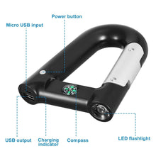 Load image into Gallery viewer, 2200 mAh Powerbank with Emergency Flashlight Compass Carabiner-Shaped