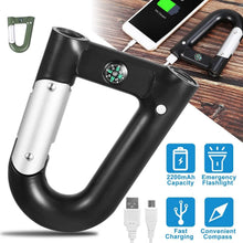 Load image into Gallery viewer, 2200 mAh Powerbank with Emergency Flashlight Compass Carabiner-Shaped