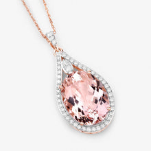 Load image into Gallery viewer, 9.31 Carat Genuine Morganite and White Diamond 14K Rose Gold Pendant